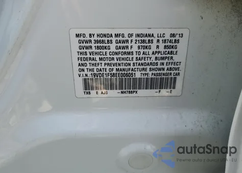 2014 Acura Ilx 20 Premium из США, поврежденный, VIN 19VDE1F58EE006051